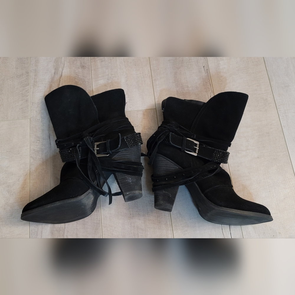 Leather 4" Naughty Monkey Leather High Heel Boots Absolutely Gorgeous!! 😍 Sz 8